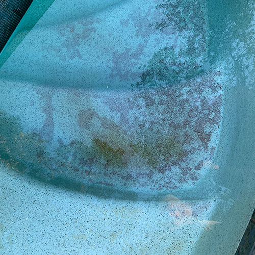 copper pool stains on steps