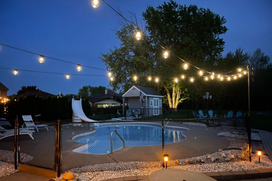 pool lighting around the deck of a pool