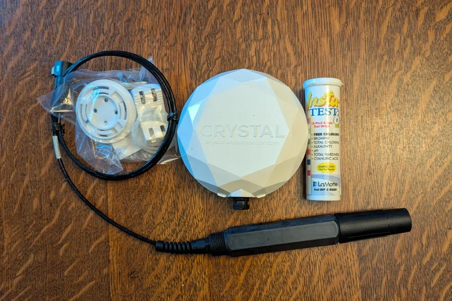 what's inside the crystal water monitor box
