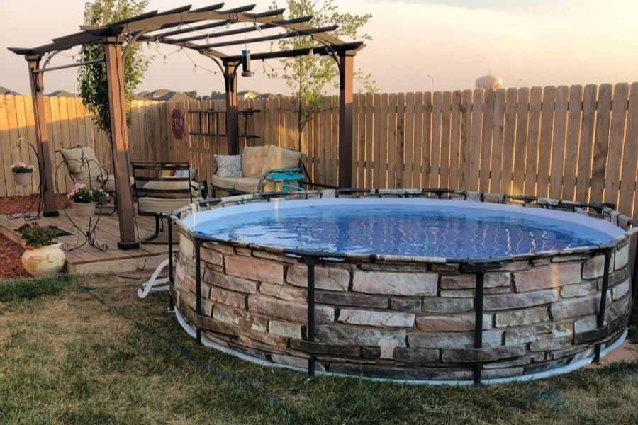 framed pool in backyard