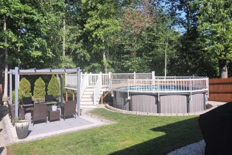 above-ground pool with a deck