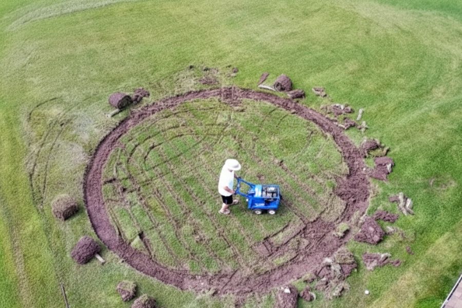 digging out the base for an above-ground pool