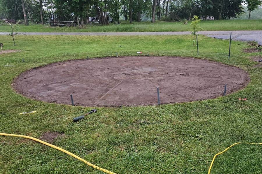leveled ground dug out for above-ground pool