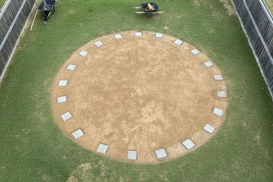 masonry sand base with pavers for above-ground pool