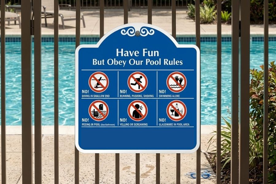 pool rules sign
