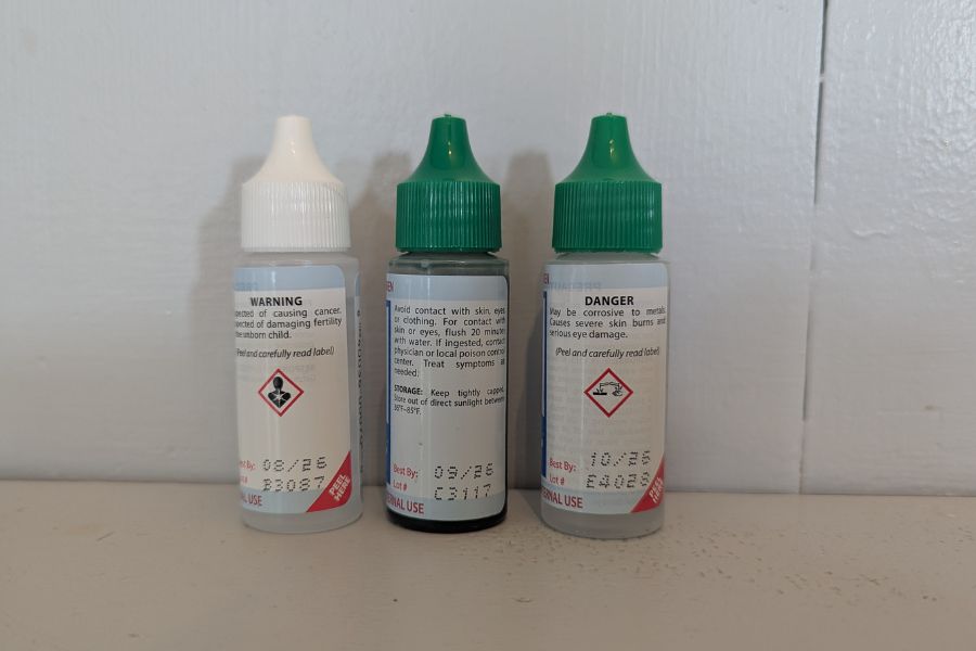 Taylor testing reagents showing expiration date