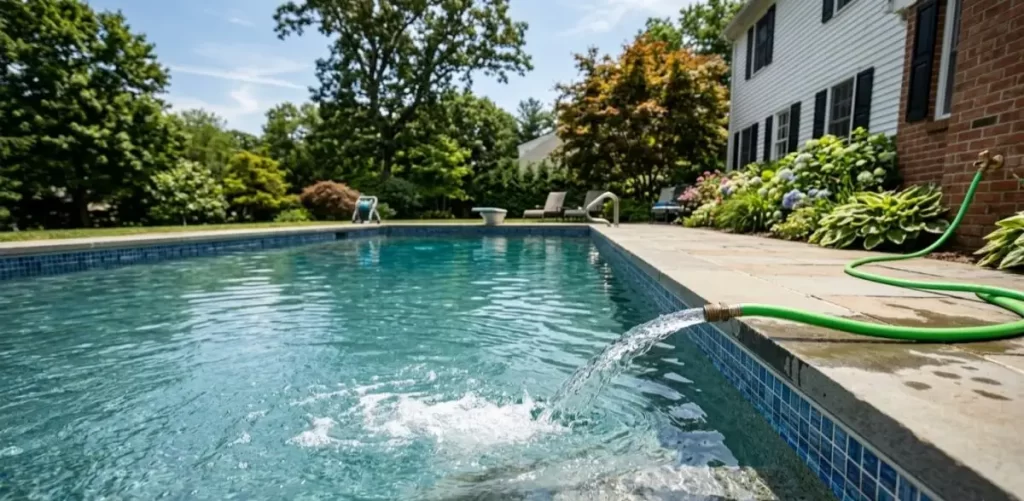 filling a pool with a garden hose